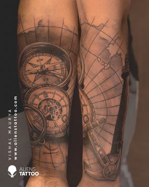 Checkout this amazing Travel Tattoo by Vishal Maurya at Aliens Tattoo India.
If you wish to get this tattoo visit our website -www.alienstattoo.com