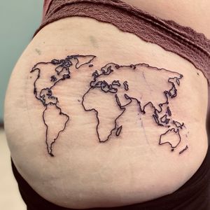 world map outline tattoo ribs