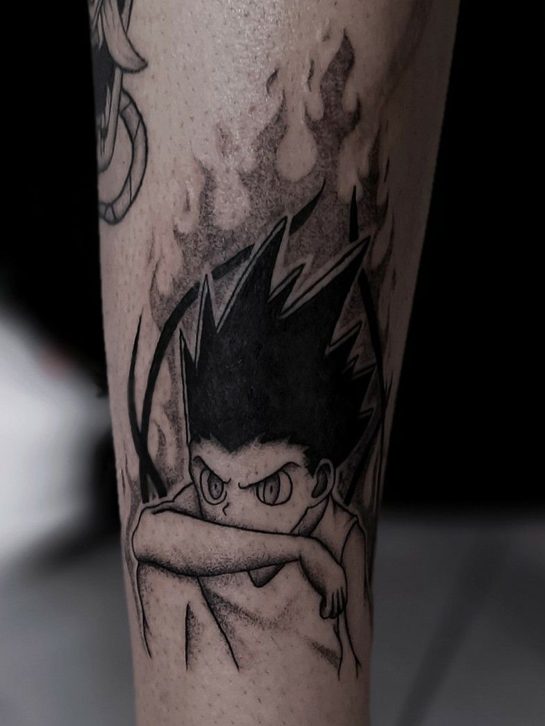 I did a Gon tattoo yesterday and Im pretty happy with how it turned out   rHunterXHunter