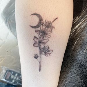 Single needle blossom and moon 