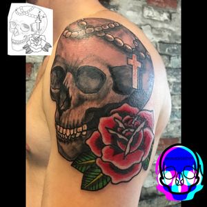 Skull and rose