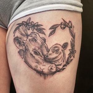 Cow and calf in Botanical heart 