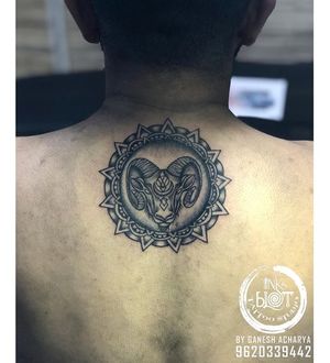 Custom mandala Aries tattoo done @inkblottattooz Book ur appointment now : 9620339442 #inked #tattoo #tattoos #backneckdesign #tattooideas #tatt #tattoodesign #tattooartist #tattooart #mandalatattoo #mandalaart #tattoolife #tattooink #tattoolove #tattooinspiration #tattooshop #tattooworkers #tattoolover #jpnagar #jayanagar #aries #ariestattoo #banglore #reels
