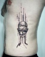 Headscape with Binary Code