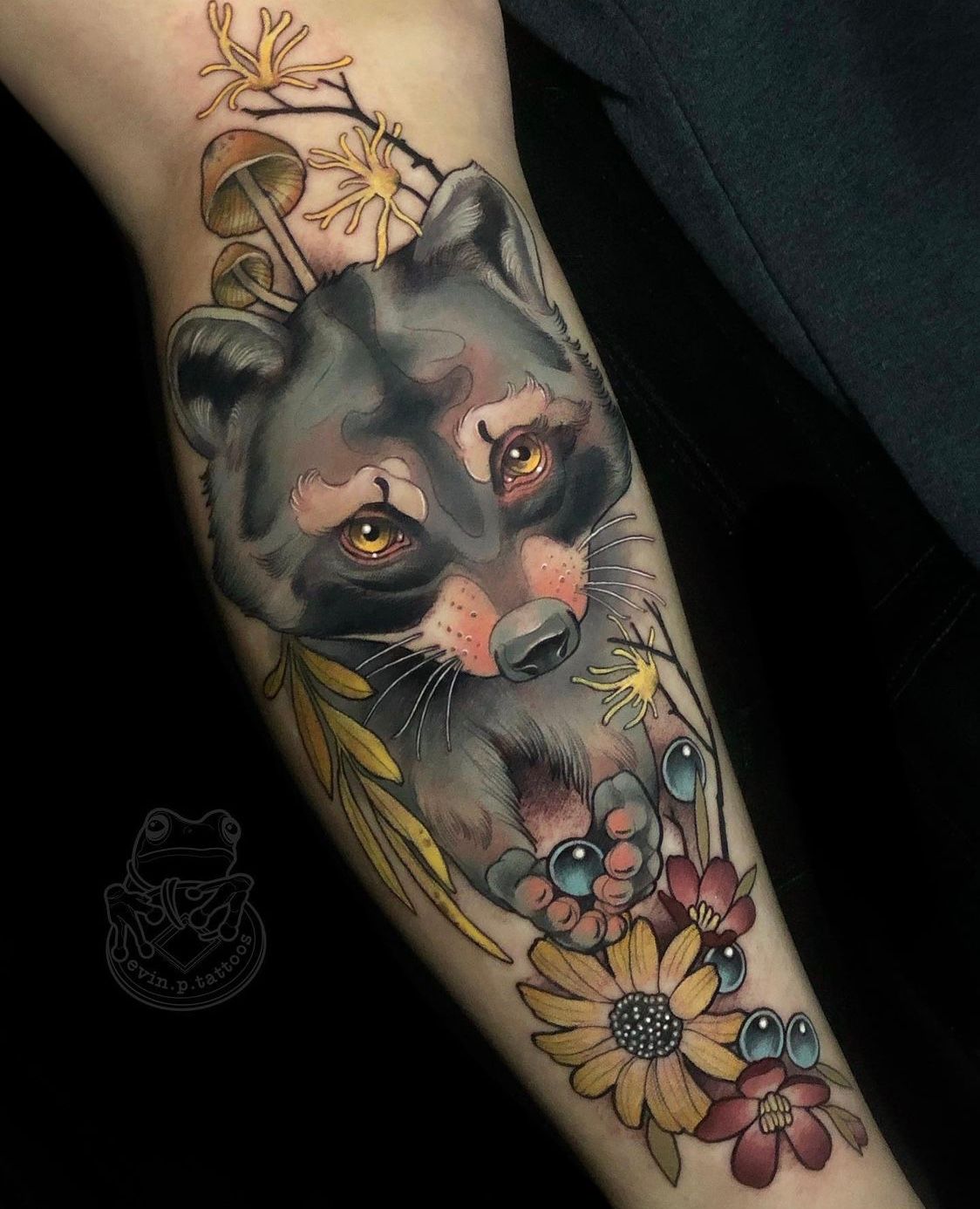 Tattoo uploaded by Tattoodo  Raccoon tattoo by Ma Reeni MaReeni  neotraditional animal nature raccoon  Tattoodo