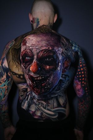 Color realistic full back tattoo by artist Torsten Malm, Kätlin Malm, Moriel Seror & Adrian CierDone at Mori Occultum Tattoo shop // Studio Malm Tattoo ShopLocation: Munich, Germany // Tallinn, Estonia Contact: booking@studiomalm.com