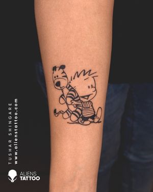 Comic - Themed tattoo by Tushar Shingare at Aliens Tattoo India.If you wish to get this amazing tattoo visit our website - www.alienstattoo.com