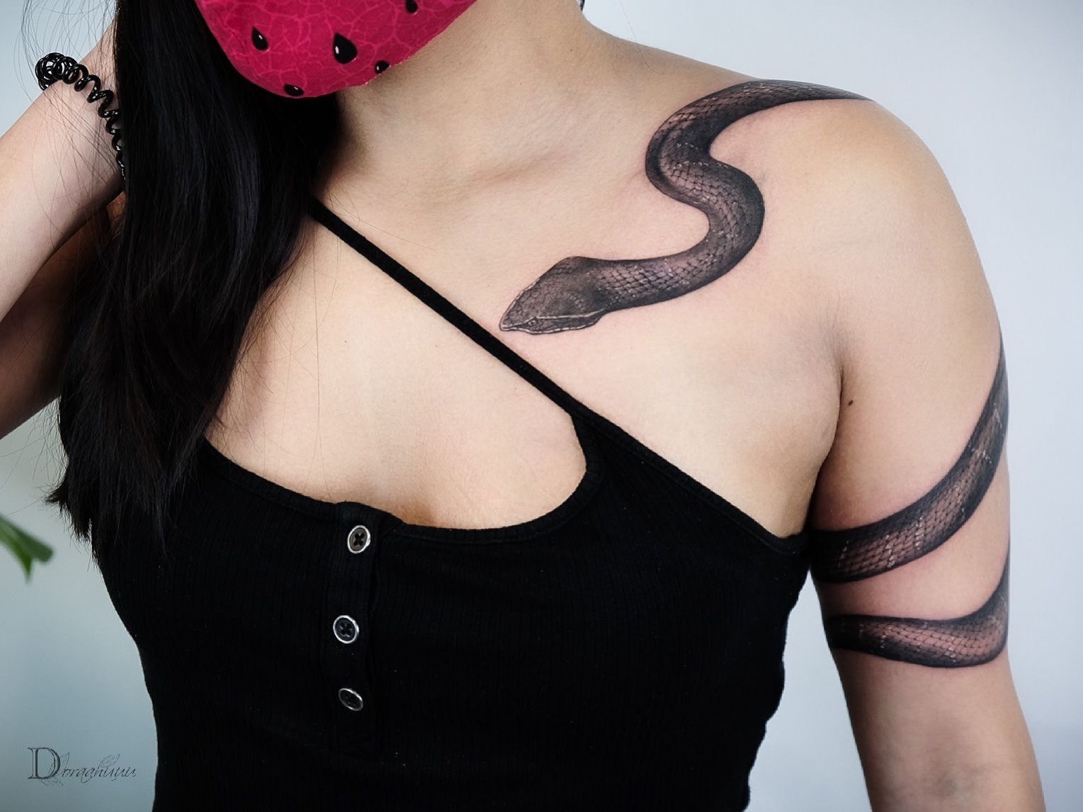 Collarbone Snake Minimalist Blackwork Tattoo  Best Tattoo Ideas For Men   Women