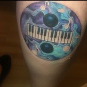 Piano music notes, memorial tattoo 