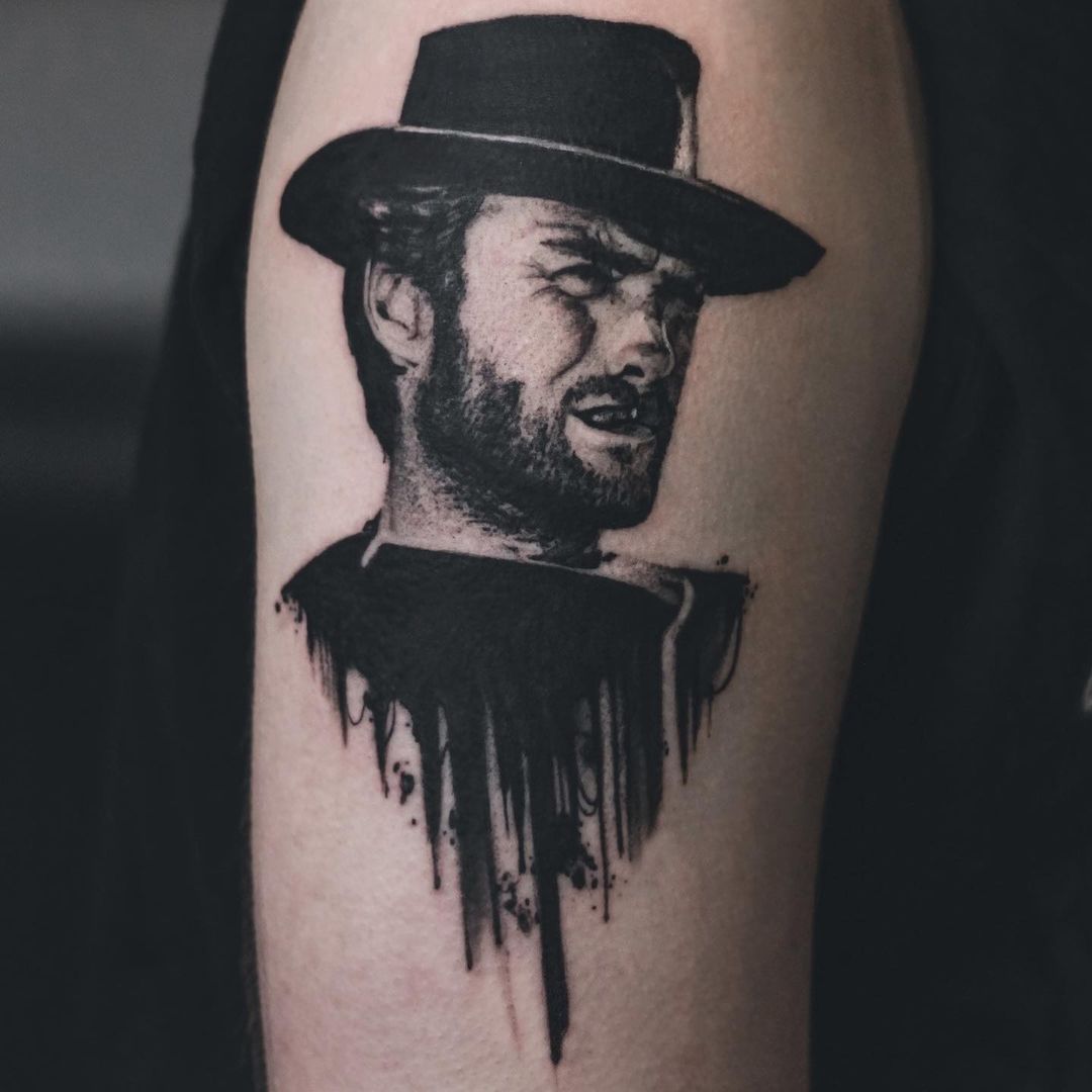 Tattoo uploaded by PK  Blondie from The Good The Bad and The Ugly by  MarieMichele Côté MarieMicheleCôté filmdirectorstattoo ClintEastwood  portrait realism realistic thegoodthebadandtheugly  Tattoodo