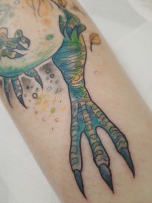 T-rex watercolour tattoo - detail