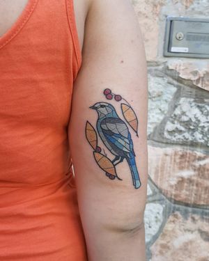 Color Mosaic Tattoo, mockingbird 