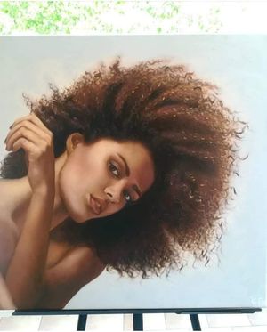 Oil painting, "The curly" 50x50
