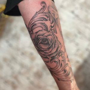 Rose with baroque, sleeve in progress #rose #baroque #ornamental #bng #art #3rl #flower