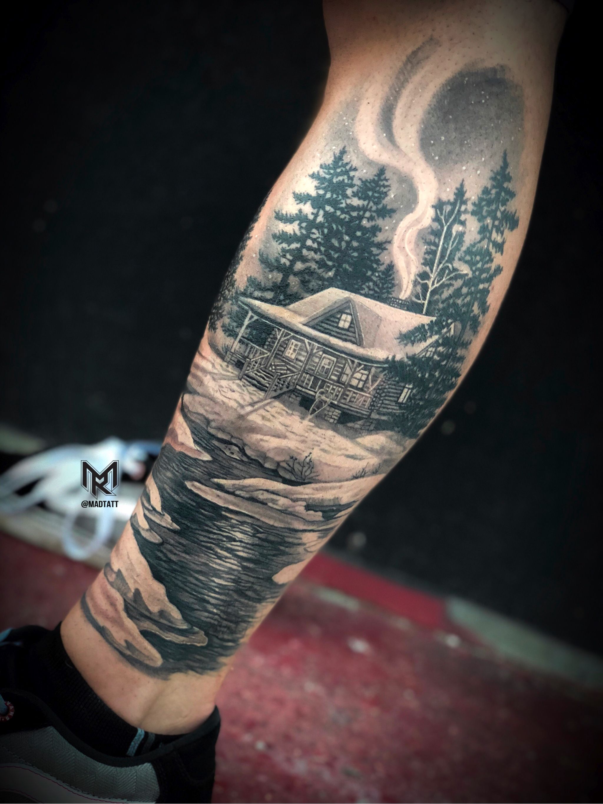 Yoga Mountain Landscape Tattoo Design – Tattoos Wizard Designs