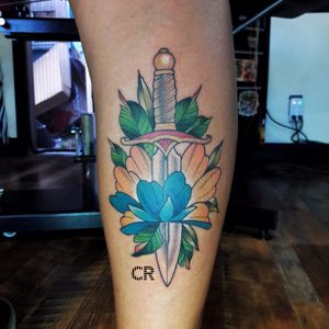 Dagger and flowers