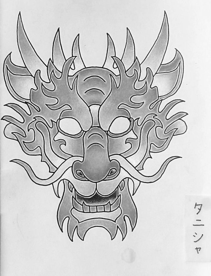 japanese dragon head outline