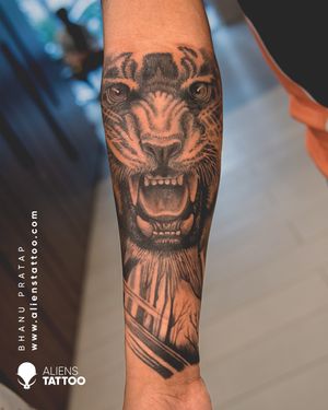 Checkout this amazing Tiger Tattoo by Bhanu Pratap at Aliens Tattoo India.
If you wish to get this tattoo visit our website.