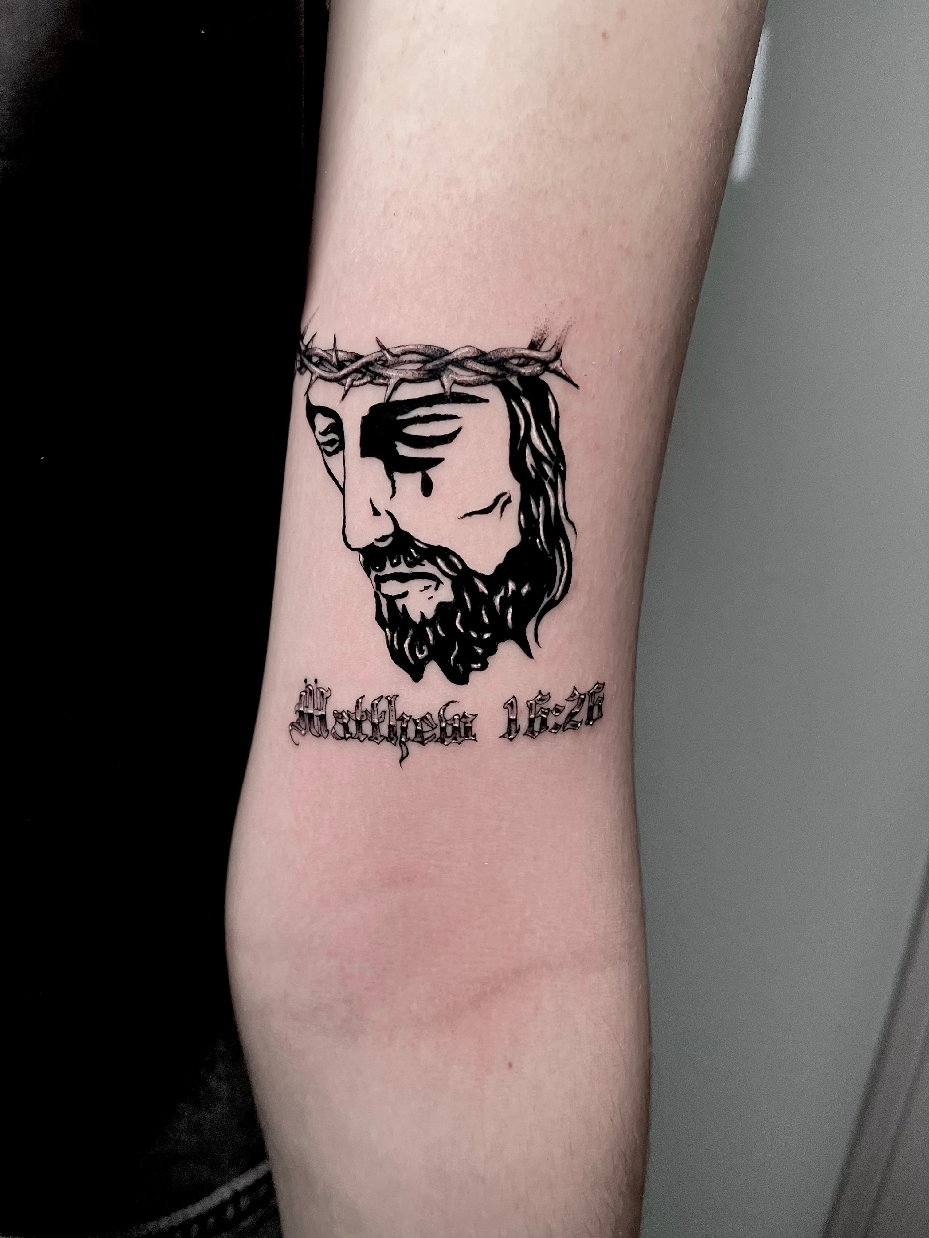 Tattoodrucker 2 x Jesus Christ Cross Tattoo - Black Cross Tattoo 2 India |  Ubuy