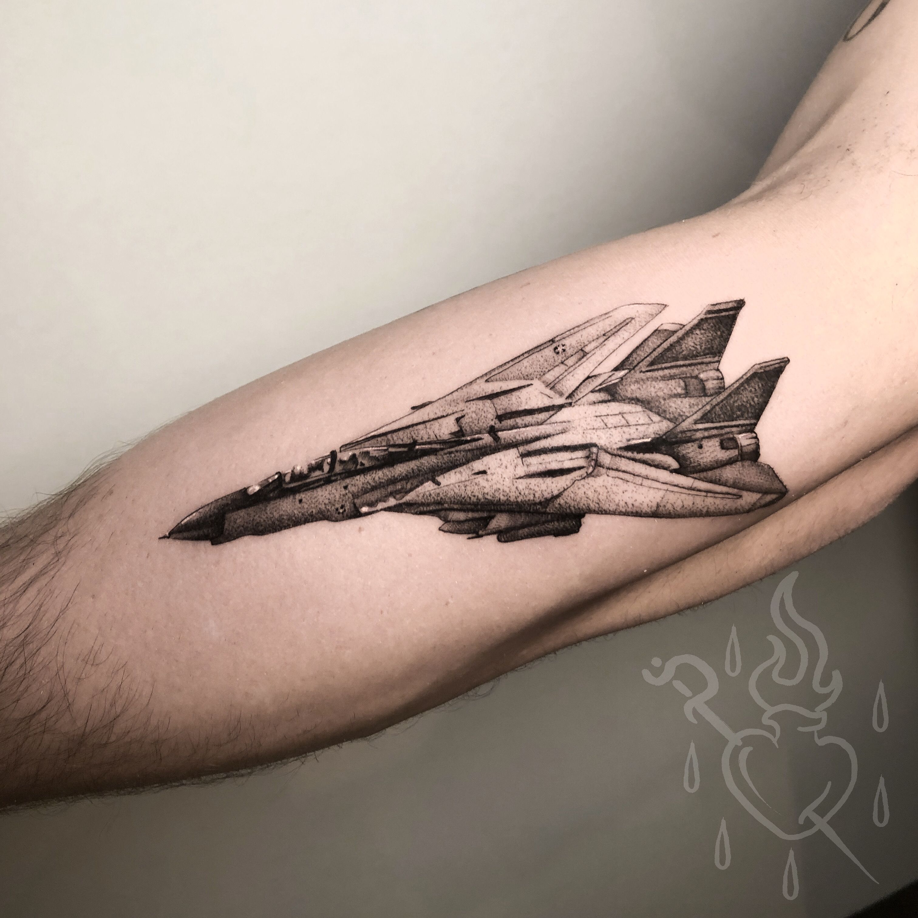 Fighter aircraft tattoo by Kafka Tattoo | Post 26091