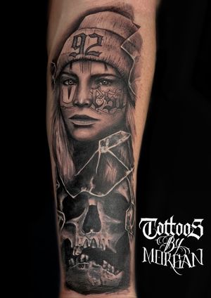 Black & Grey, chicano inspired piece by Morgan (@tattoos_by_morgan)