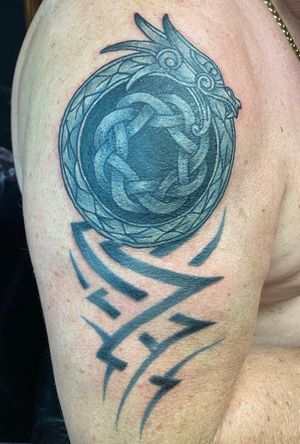 Cover up and renew tattoo Celtic dragon trible 