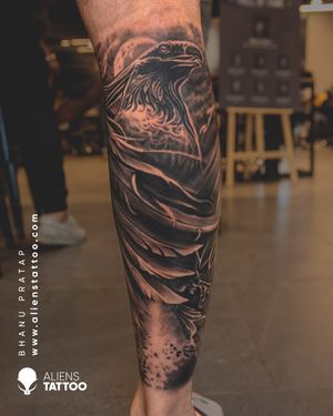 Checkout this amazing Eagle Tattoo by Bhaupratap at Aliens Tattoo India. If you wish to get this tattoo visit our website - www.alienstattoo.com