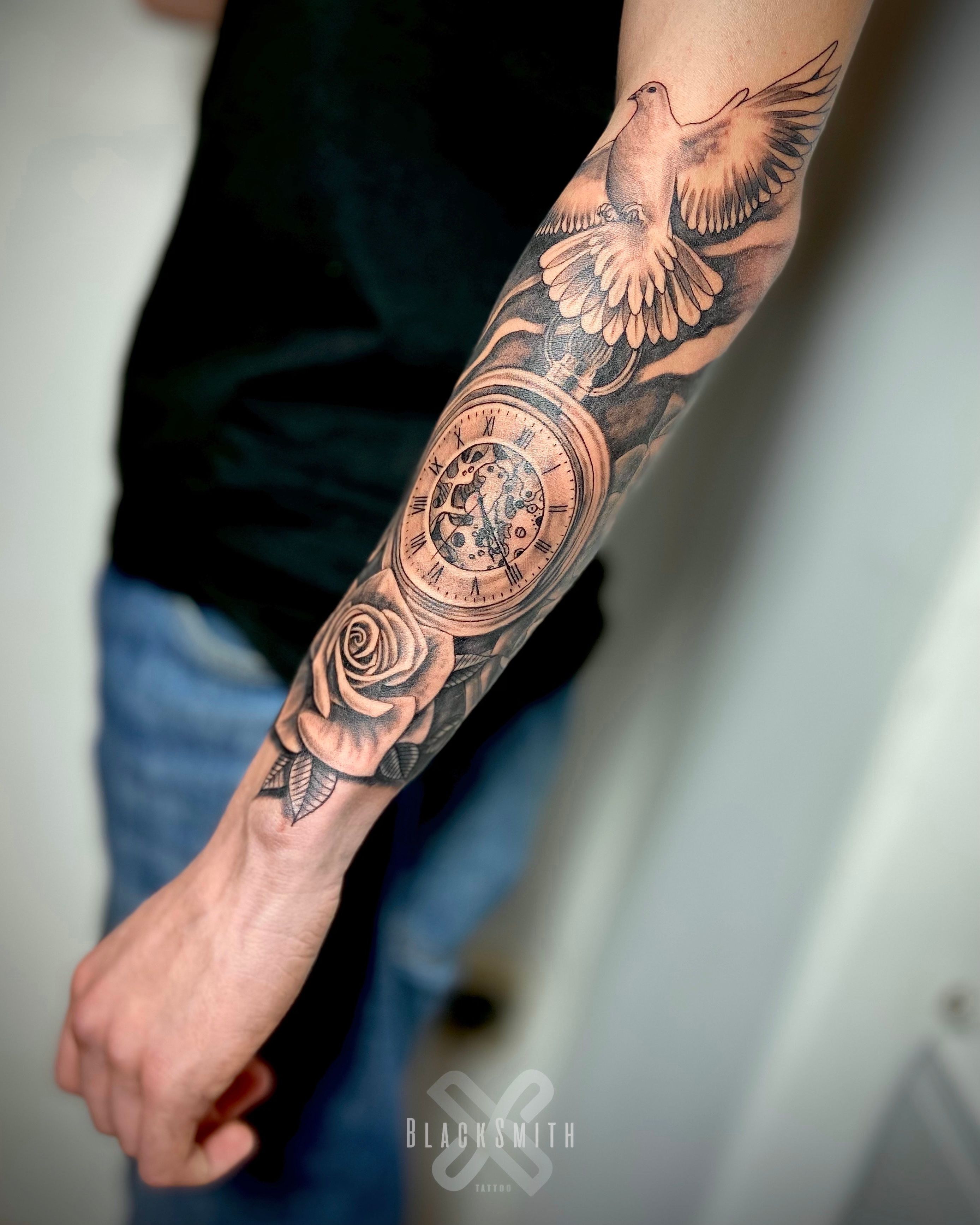 dove tattoos half sleeve