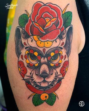• 🌹 🐱 • custom beauty of the favourite pet by our resident @dr.ivo_tattoo 🩸 Bookings/Info: 👉🏻@southgatetattoo • • • #cattattoo #rosetattoo #traditionaltattoo #southgatetattoo #sgtattoo #sg #colourtattoo #neotraditionaltattoo #londontattoostudio #londontattooartist 