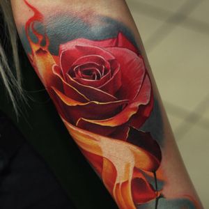 Burning red rose