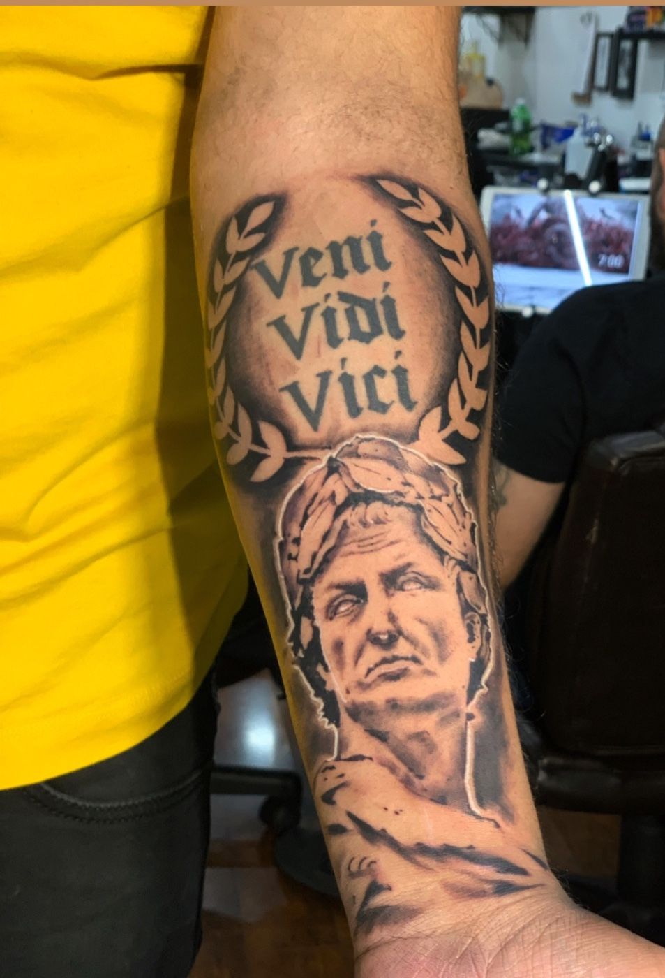 Verry nice black and grey realistic tattoo style of Julius Caesar motive  done by artist Mark Wosgerau  Post 18288  World T  Greek tattoos Roman  tattoo Tattoos