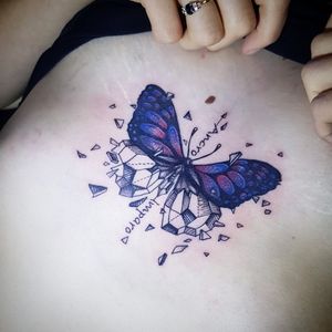 #tattooideas #inkspiration #sternumtattoo #geometrictattoo #butterflytattoo