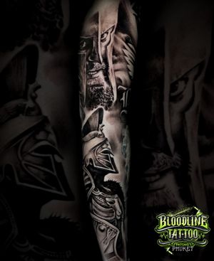 Realistic 300 Spartan Tattoo Black and Grey 