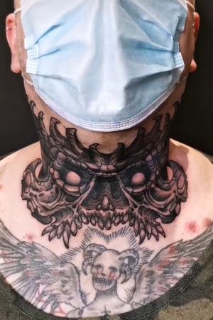 Throat tattoo done by the incredible Will Sparling at Crow Temple Norwich UK
