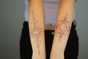 Sun + moon forearm ornaments