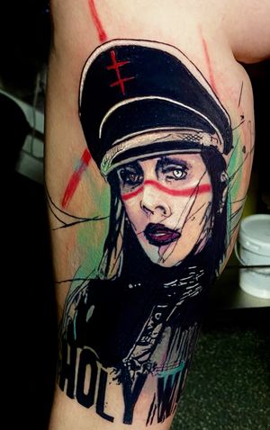 Marilyn Manson portrait By Witchinghour #witchinghourtattoo #witchinghourNL #witchinghour #marilynmanson #marilynmansontattoo #bobbygrey #abstracttattoo #trashtattoo 