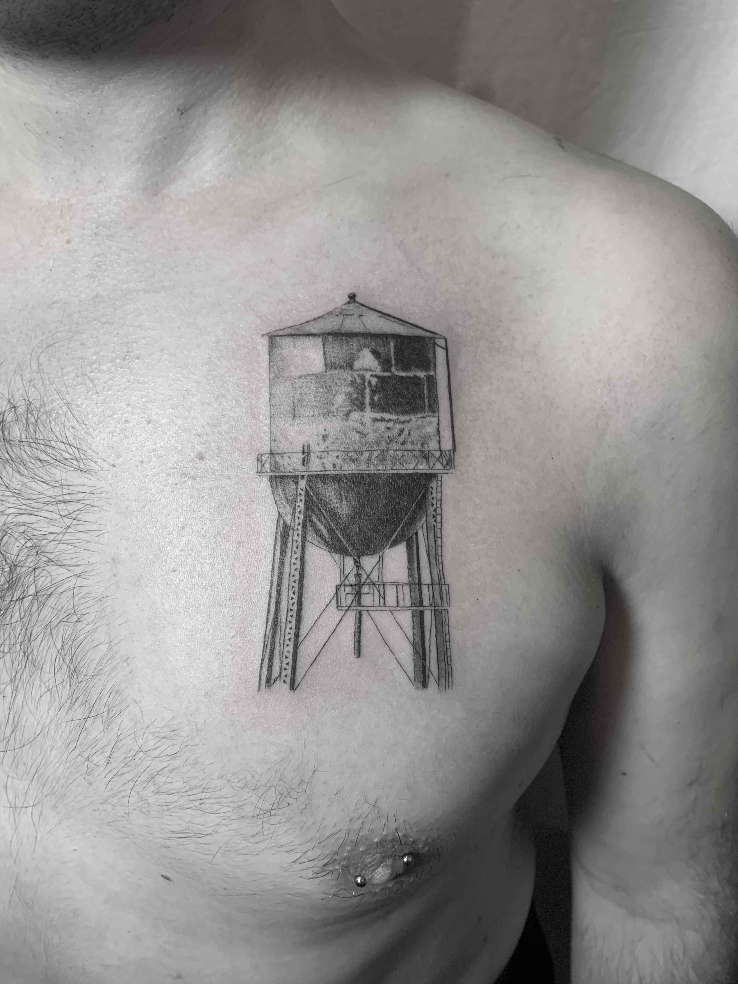 downtown orange county water tower tattoo  Tattoos Water tower Cool  tattoos