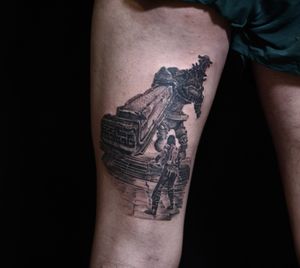 Shadow of the Colossus#hktattoo #hktattooshop #realistictattoo #portraittattoo #hkigers #blackandgreytattoo #inkedboys #inkedgirls #hk #animalstattoo#tattoo#videogametattoo#shadowofthecolossus