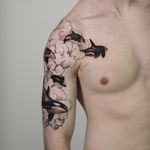 Killer whale tattoos by Konstantin aka strokinwork #konstantin #strokinwork #whale #animal #clouds #shoulder #ocean #killerwhale #orca