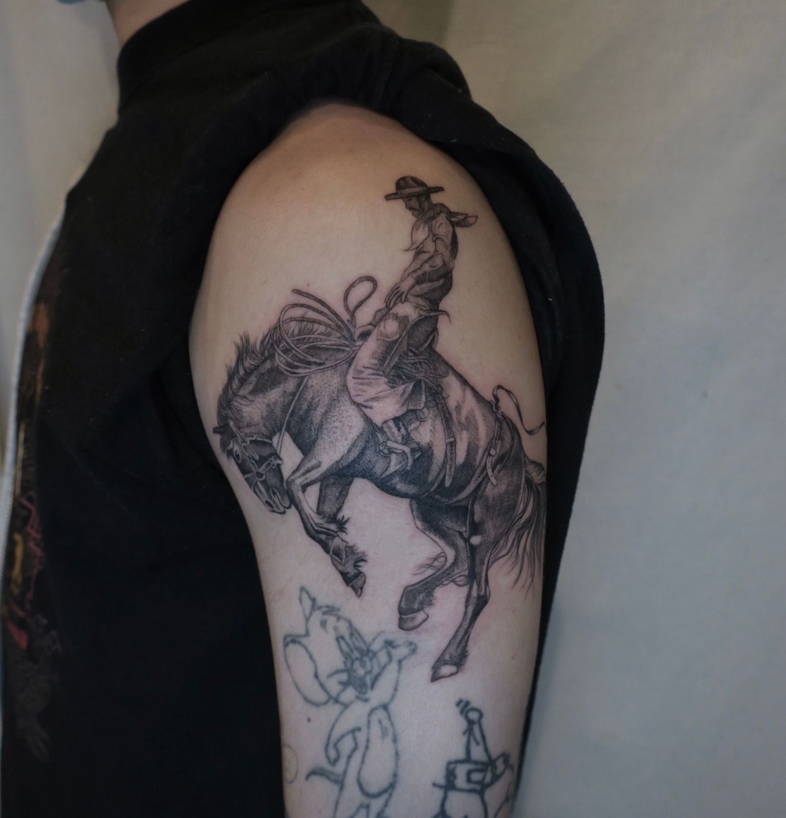 Side Death Skeleton Horse Fire Tattoo by Chapel Tattoo