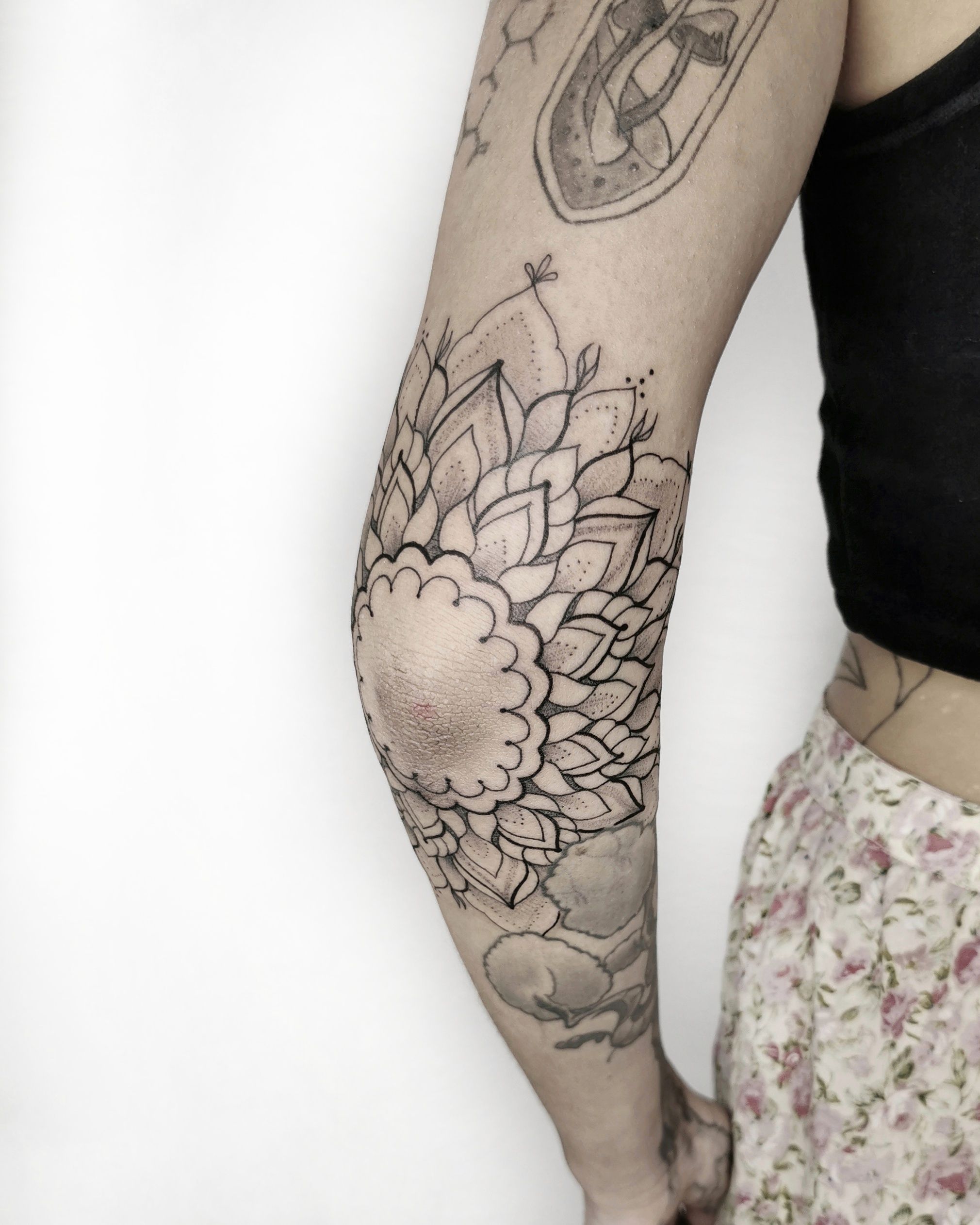 1 2 mandala above elbow tattoo｜TikTok Search