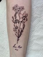 Floral tribute with handwriting