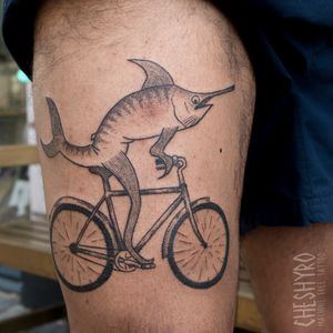 Just a swordfish on a bike
