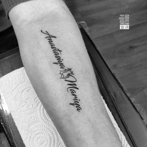 Meaningful lettering with two names of daughters.-#тату #надпись #напис #trigram #tattoo #lettering #inkedsense 