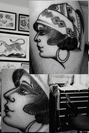 Gypsy woman - old shcool trad 💉 Tattoo artist : Karl Finley Location: Montreal Studio: Mortem