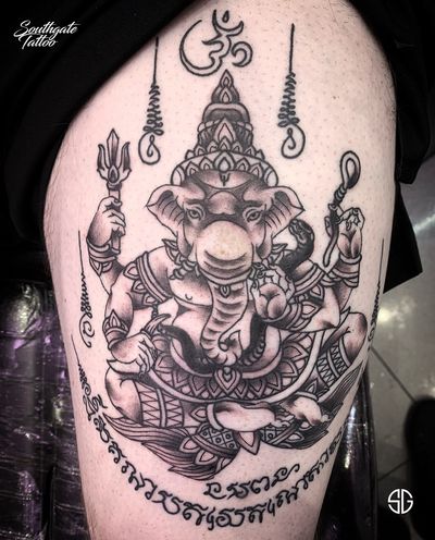 ganesha tattoos on thigh