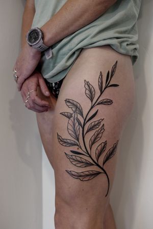 Plant tattoo by Migdy #Migdy #illustrative #linework #fineline #blackwork #plant #leaves #leaf #nature #branch