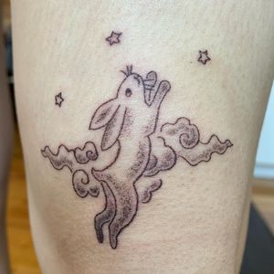 chang’e’s bunny flying to the moon. hand poked! 
