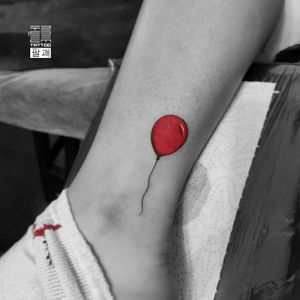 "...IT means." - Just peaceful red balloon for Natalie But you know... Pennywise is somewhere there. - #тату #шарик #кулька #trigram #tattoo #balloon #inkedsense 
