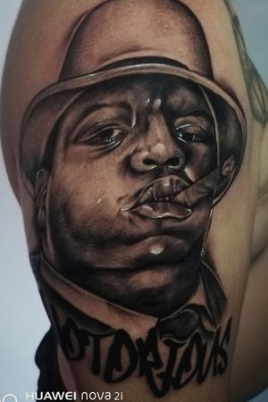 Notorious B.I.G portrait tattoo